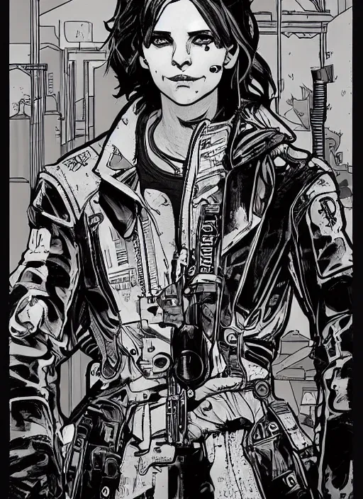 Image similar to cyberpunk mall cop. portrait by ashley wood and alphonse mucha and laurie greasley and josan gonzalez and james gurney. spliner cell, apex legends, rb 6 s, hl 2, d & d, cyberpunk 2 0 7 7. realistic face. vivid color. dystopian setting.