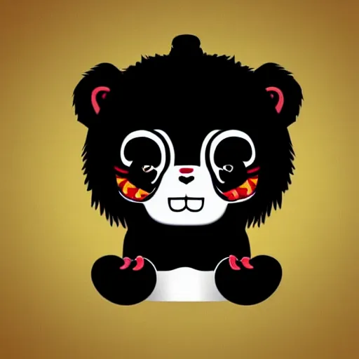 Image similar to a character design of a cute panda with a chinese lion dance head, chinese style, trend, cartoon 2 d style illustration