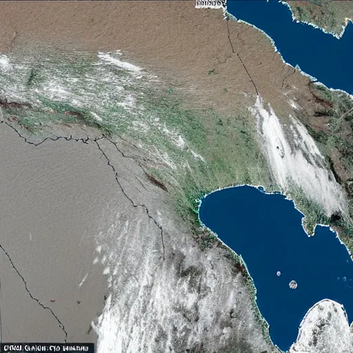 Prompt: satellite image of intense draught