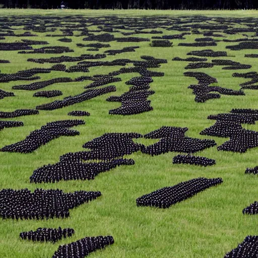 Prompt: millions of black zwerschnatzers in the field