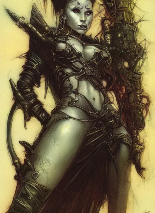 Image similar to portrait of female space pirate, night sky background, beautiful! coherent! by brom, by brian froud, deep color, strong line, high contrast