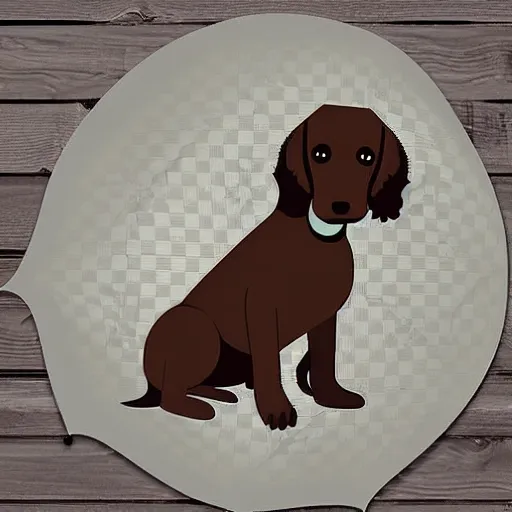 Prompt: cute brown spaniel by the seaside, parasols, bright towels, geometric, pop, lines, sketch, artwork