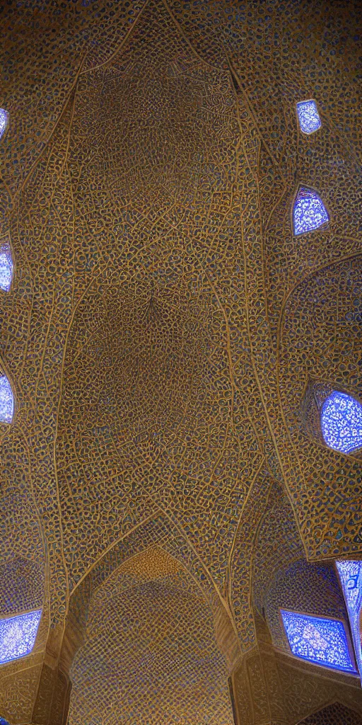 Prompt: iranian honeycomb vaulted mosque ceilings
