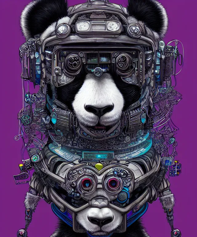 Image similar to a portrait of a cyberpunk panda, mandala, fantasy, intricate, elegant, highly detailed, digital painting, artstation, concept art, matte, sharp focus, illustration, art by josan gonzalez