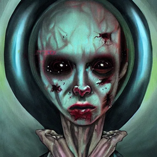 Image similar to depression portrait as alien, horror art