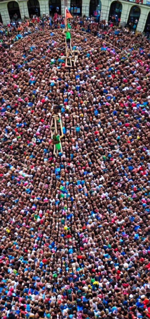 Image similar to a human pyramid world record attempt