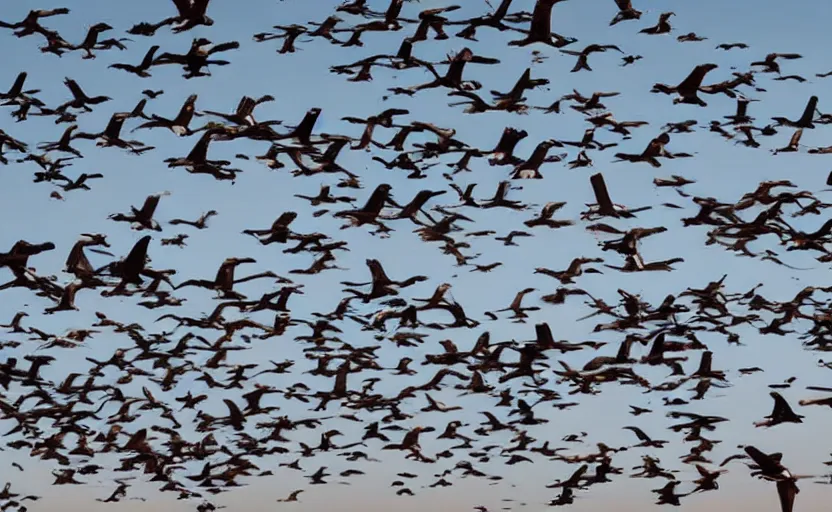 Prompt: a flock of robotic birds at the charging station, hyperdetailed, hyperrealistic