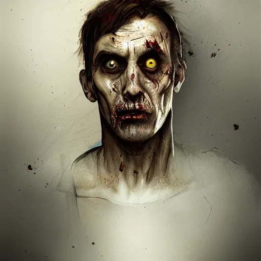 Image similar to portrait of an intellectual zombie in the style of stefan kostic, artstation, concept art, realistic photo