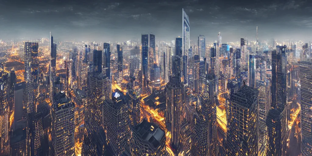 Prompt: a photographic picture of hundreds of huge skyscrapers, photographic filter, unreal engine 5, realistic, hyperdetailed, 8 k, cinematic, volumetric lighting, very realistic effect, hd, hdr, 4 k, sharp focus, octane render, ultra detailed, high resolution, trending on artstation in the style of albert dros glowing rich colors powerful imagery