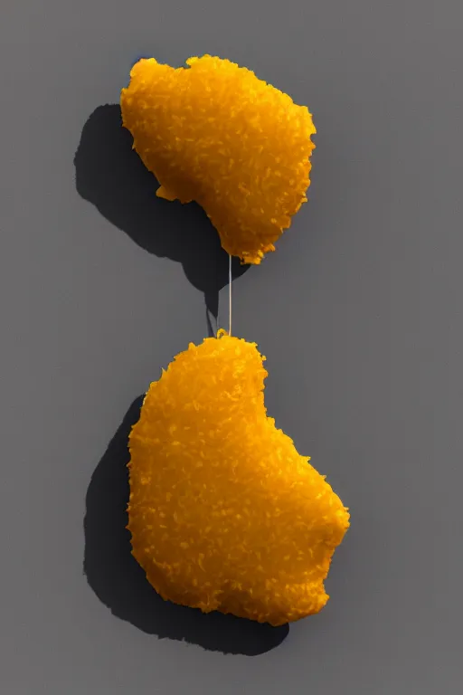 Prompt: zeppelin in the shape of a chicken nugget, 3D render