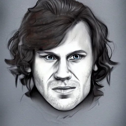 Image similar to Jamie Fraser caricature portrait by Krüger