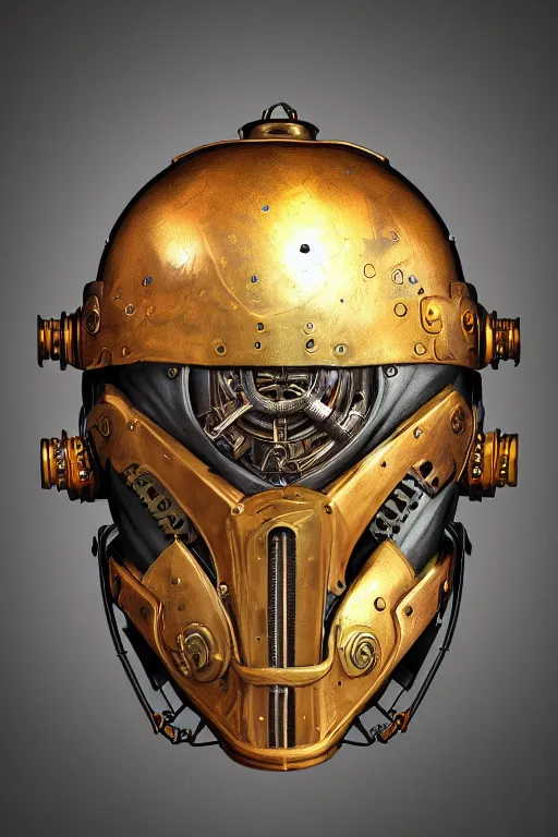 Image similar to steampunk helmet fantasy art mask robot ninja stylized digital illustration sharp focus, elegant intricate digital painting artstation concept art global illumination ray tracing advanced technology chaykin howard and campionpascale and cooke darwyn and davis jack