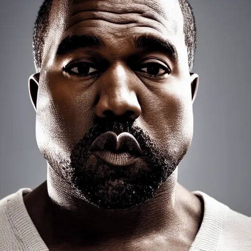 Image similar to the face of older kanye west wearing yeezy clothing at 5 4 years old, portrait by julia cameron, chiaroscuro lighting, shallow depth of field, 8 0 mm, f 1. 8