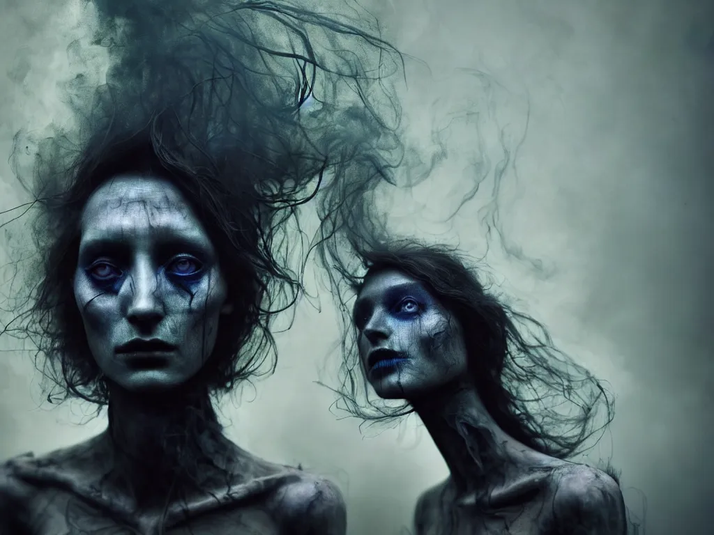 Prompt: cinestill 5 0 d portrait by paolo roversi of a dystopian woman hybrid smoke statue in a scenic dystopian environment, smoke hair floating in air, dreamy intricate, elegant, highly detailed, digital art, artstation, concept art, smooth, sharp focus, tomasz alen kopera, peter mohrbacher, donato giancola, tonal colors