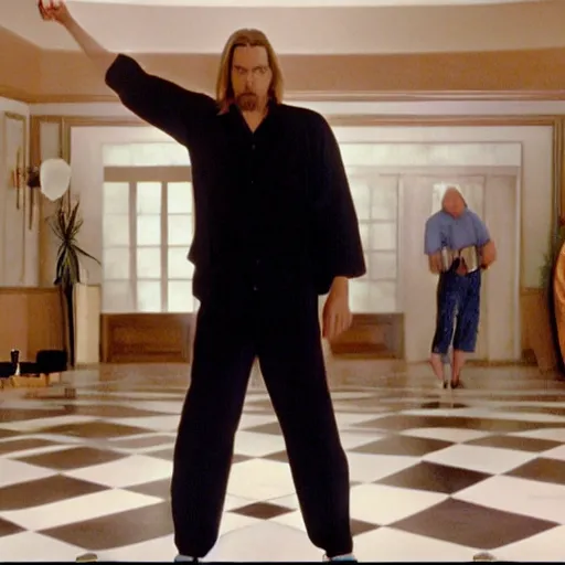 Image similar to Live Action Still of Jerma985 in The Big Lebowski, real life, hyperrealistic, ultra realistic, realistic, highly detailed, epic, HD quality, 8k resolution, body and headshot, film still