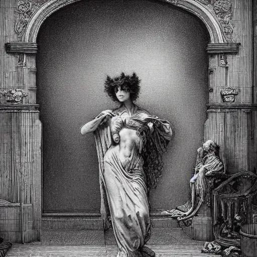 Image similar to aesthetic McDonald’s by Gustave Doré