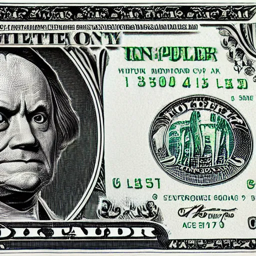 Prompt: dollar bill with donald tusk face inside