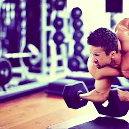 Image similar to “photograph of the body of a man flexing his muscles at the gym with the head of a hamster, sharp focus, hd”