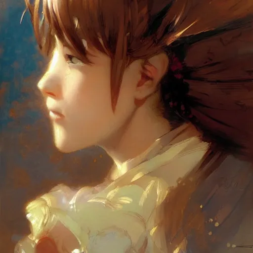 Image similar to cute anime girl faces, painting by charles lidderdale, gaston bussiere, craig mullins, j. c. leyendecker