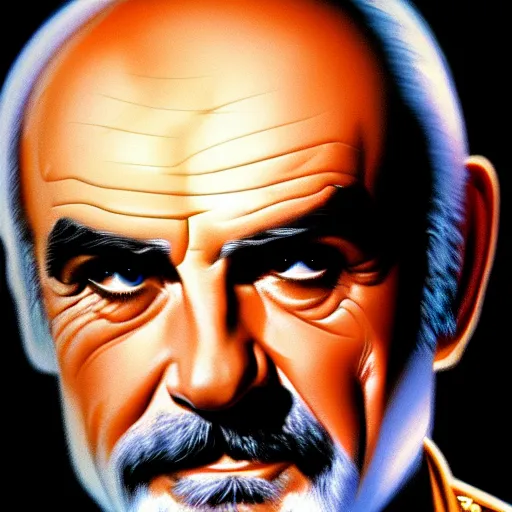 Prompt: portrait sean connery soft light, by drew struzan, inspired by sky captain and the world of tomorrow, fine sharp high detail,