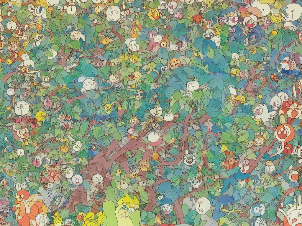 Image similar to colorful blueprint sideview of a fairytale forest, illustration, concept art, colorful, beautiful, studio ghibli, hayao miyazaki, takashi murakami, alfons mucha, manga, cute and adorable