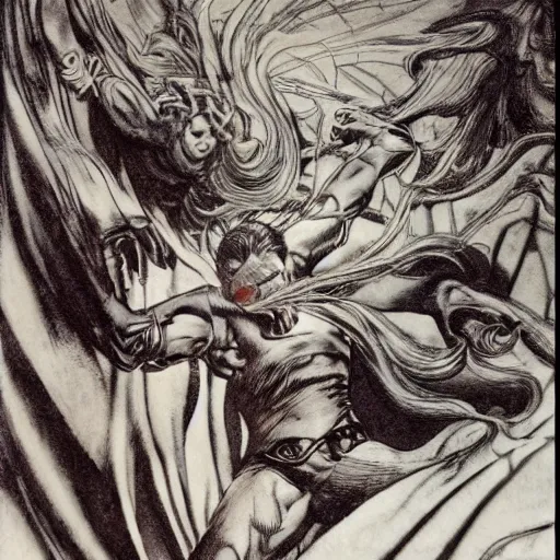 Image similar to dream weaver, Alan Lee, jack Kirby, DaVinci