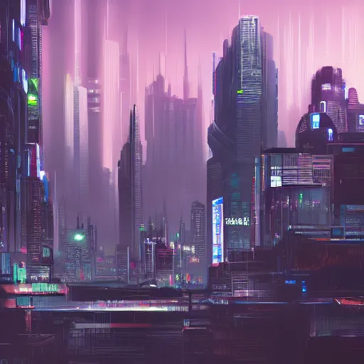 Image similar to a cyberpunk cityscape