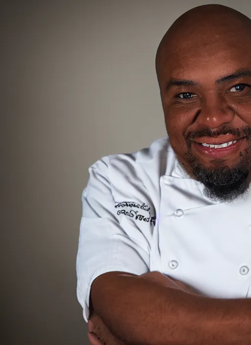 Image similar to portrait photo still of real life chef jerome mcelroy, 8 k, 8 5 mm, f. 1 4