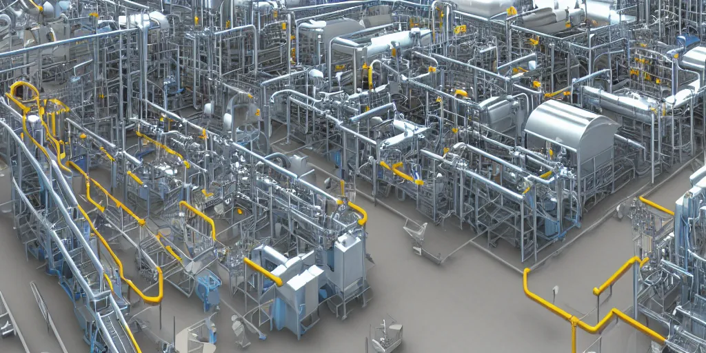 Prompt: a beautiful futuristic hyper realistic oil pipes processing plant