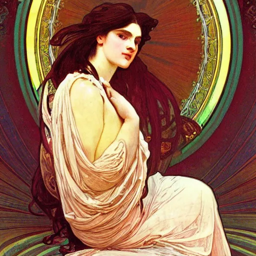 Image similar to digital art by thomas cole, alphonse mucha