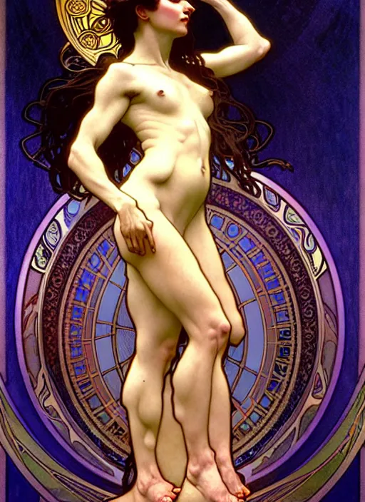 Prompt: awe-inspiring award-winning concept art nouveau painting of attractive figure called the goddess of the moonbow, by Alphonse Mucha, Michael Whelan, William Adolphe Bouguereau, John Williams Waterhouse, and Donato Giancola, fierce, extremely moody lighting, glowing light and shadow, atmospheric, shadowy, cinematic, diffuse lighting, fantasy, intricate, elegant, highly detailed, lifelike, photorealistic, digital painting, artstation, illustration, concept art, smooth, sharp focus, art by John Collier and Albert Aublet and Leonardo da vinci and Krenz Cushart and Artem Demura and Alphonse Mucha