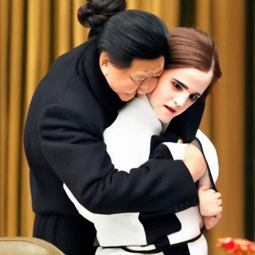 Image similar to emma watson putting xi jinping in a sleeper hold