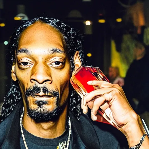 Image similar to photo of snoop dog drinking water while looking at the camera