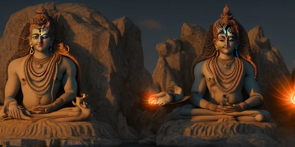 Image similar to 8 k uhd shiva the destroyer, volumetric lighting