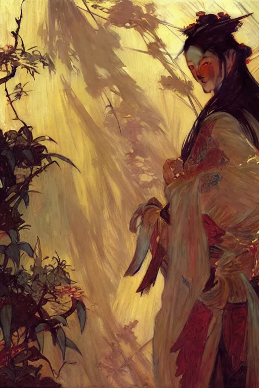 Image similar to wuxia, painting by gaston bussiere, craig mullins, greg rutkowski, alphonse mucha