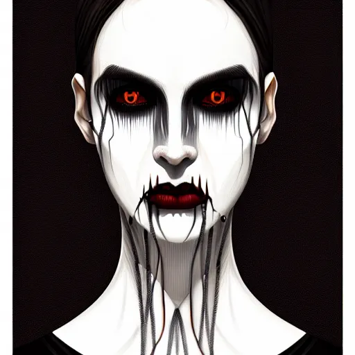Prompt: symmetry!! portrait of a vampire, horror, fashion, dark!! intricate, elegant, highly detailed, digital painting, artstation, concept art, smooth, sharp focus, illustration, art by edvard munch