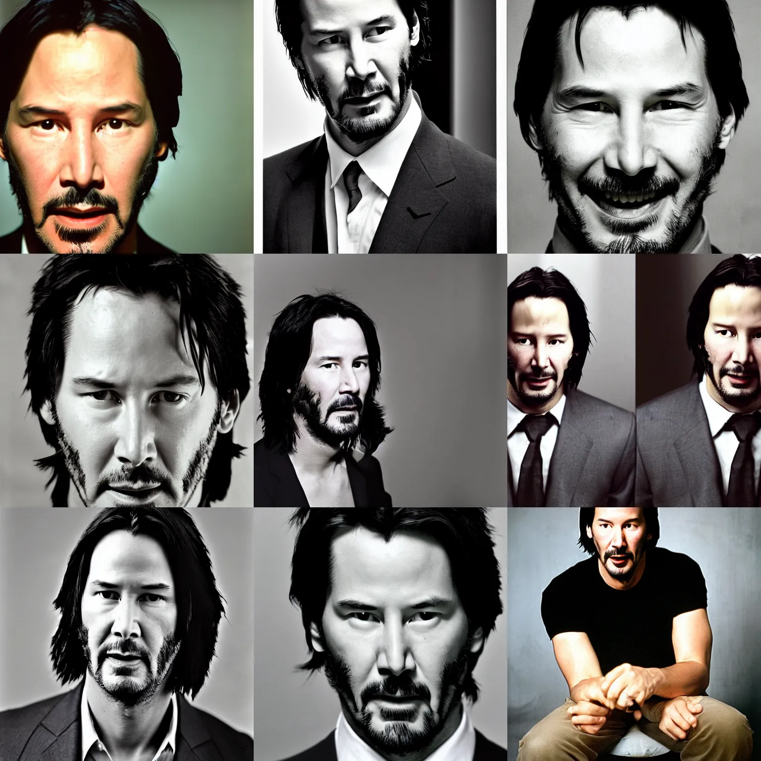 Prompt: keanu reeves, portrait photography by philippe halsman