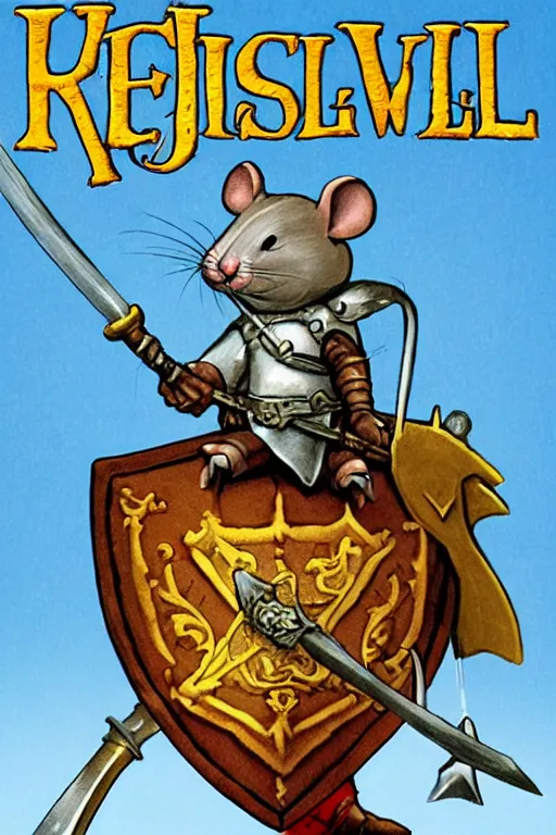 Image similar to a heroic mouse knight with sword and shield, redwall, brian jacques, detailed, epic