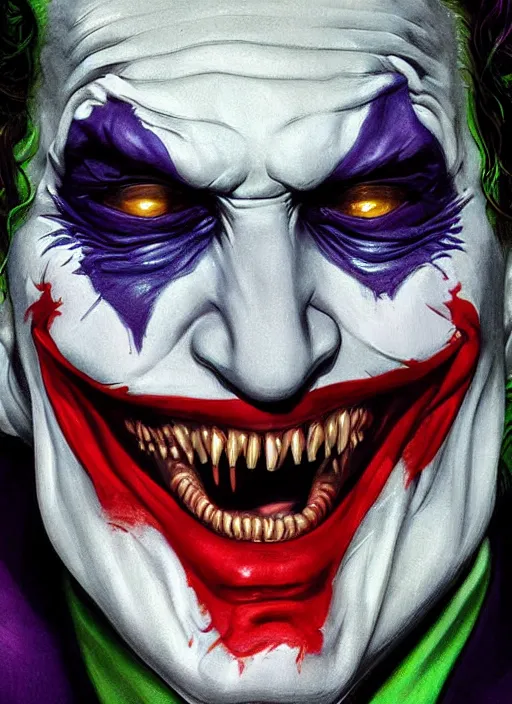 Image similar to digital _ painting _ of _ the joker _ by _ filipe _ pagliuso _ and _ justin _ gerard _ symmetric _ fantasy _ highly _ detailed _ realistic _ intricate _ port
