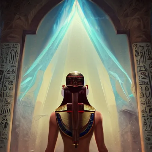 Image similar to a stunning artstation style portrait painting of an Egyptian goddess, in the style of WLOP, eyes filled with a hypnosis spiral, 8k masterpiece, cinematic lighting, pristine clean design, fantasy, insanely detailed, atmospheric