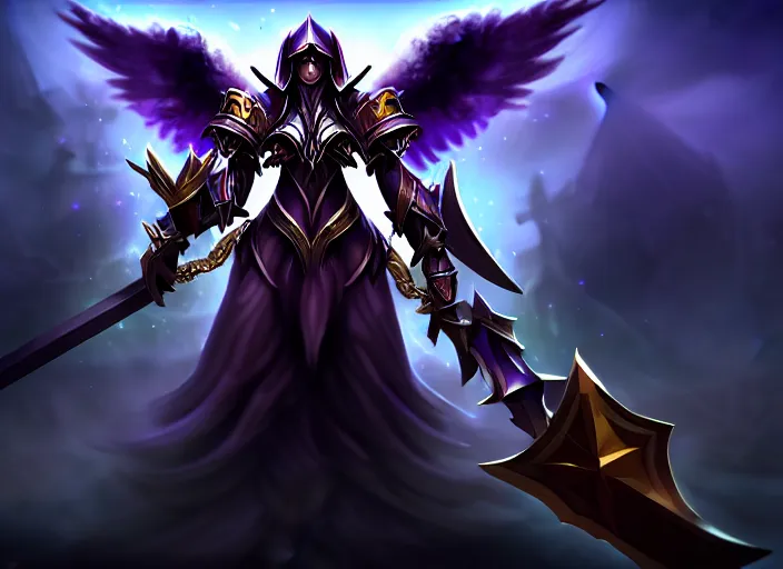 Image similar to champion splashart of champion made out of angel of death