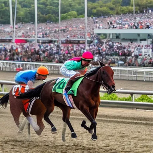 Prompt: a horse race on a freeway