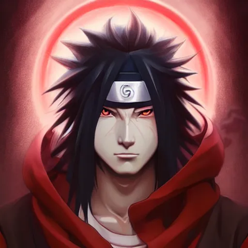 Image similar to portrait of madara uchiha from naruto shippuden, highly detailed, digital painting, artstation, concept art, smooth, sharp focus, illustration, art by artgerm and greg rutkowski and alphonse mucha, beautiful composition