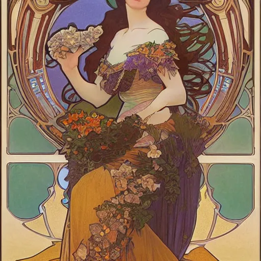 Prompt: incredibly beautiful breathtakingly detailed colour art nouveau photograph of lourmarin, by alphonse mucha and greg hildebrandt, ultra wide angle, 4 k