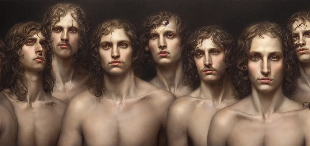 Prompt: polyphia band portrait by Tom Bagshaw and Manuel Sanjulian and Boris Vallejo, Hyperrealism