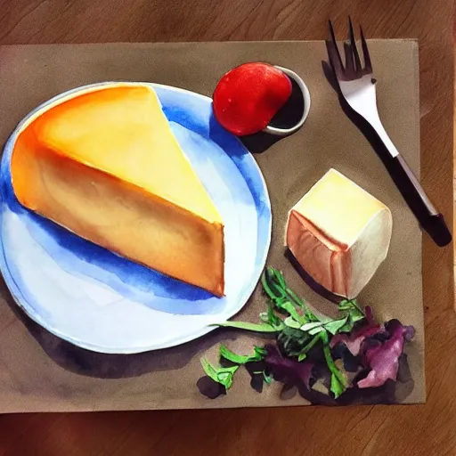 Image similar to cheese, watercolor food illustration, instagram # foodillustration