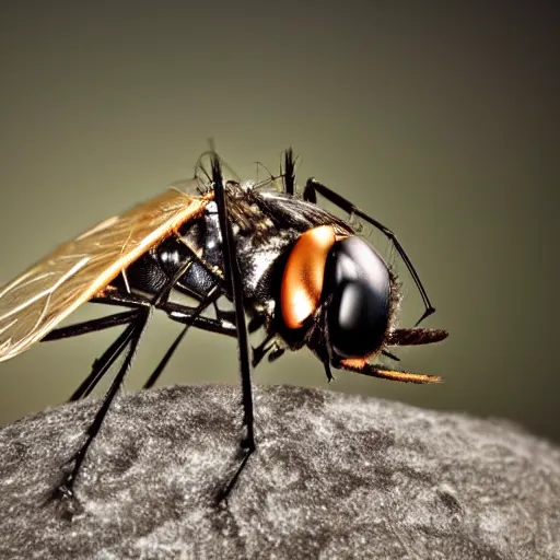 Image similar to a hybrid between a fly and a mosquito, photography, award winning, 8 k