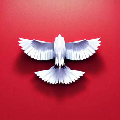 Image similar to low poly, vector, white eagle flying above an open book, icon, red background, cgsociety, artstation, octane render