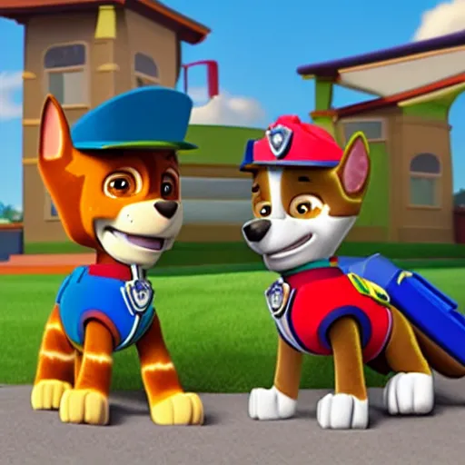 Prompt: hyper detailed chase from paw patrol making a goofy face