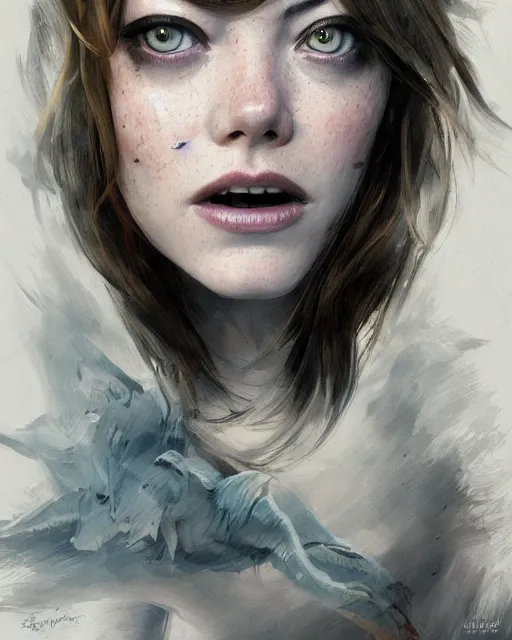 Image similar to emma stone, hyper realistic face, beautiful eyes, fantasy art, in the style of greg rutkowski, intricate, hyper detailed, smooth